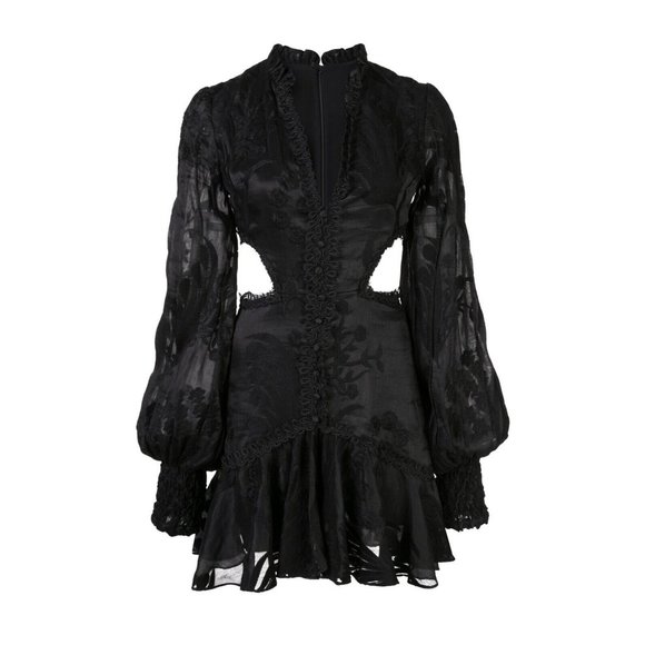 Alexis Dress Black Lace Sarabeth V-neck Mini Sz M Cutout - Picture 1 of 11